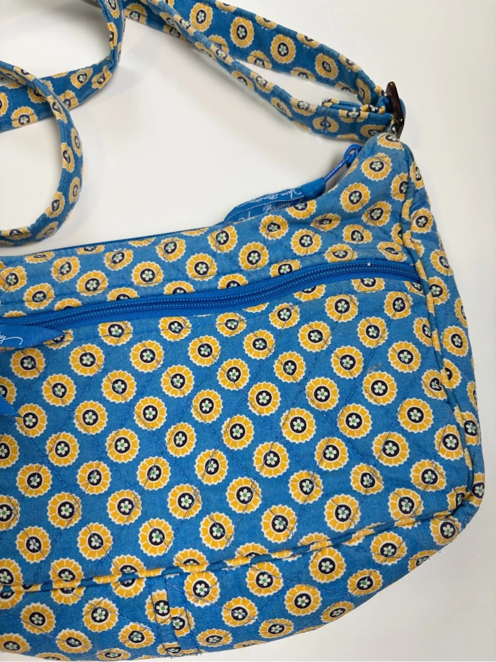 VERA BRADLEY Riviera 2008 Libby Crossbody Purse Shoulder Bag Blue Yellow Y2K